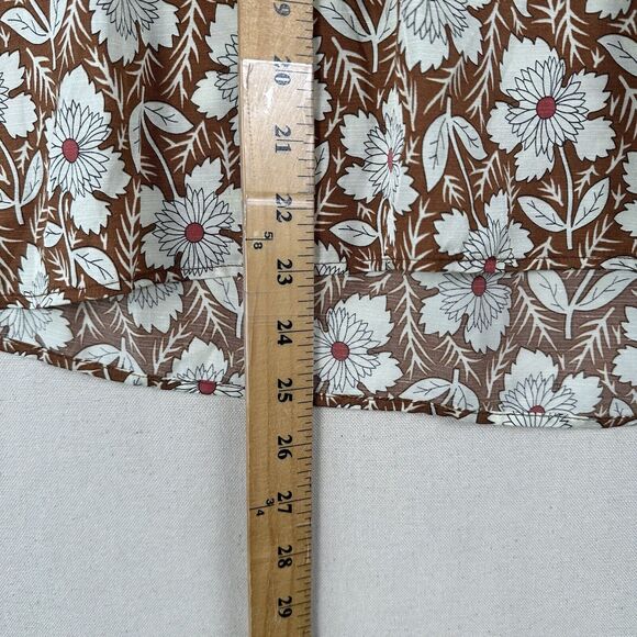 Outerknown Floral Blouse Top Women’s S‎ Brown Bell Short Sleeve V Neck Organic - Picture 9 of 16
